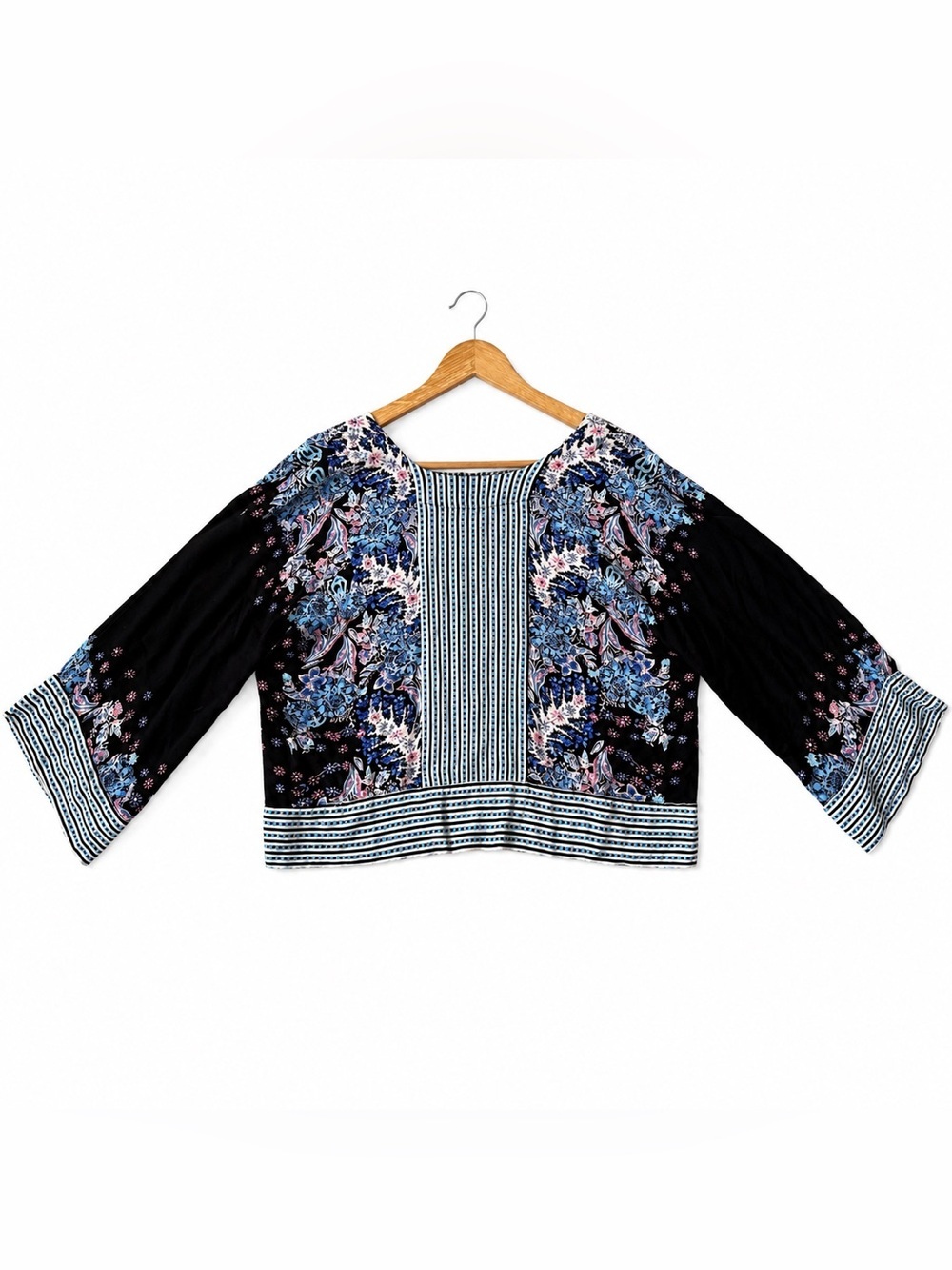 Free People Bohemian Floral V-Neck Cropped Blouse, Size XS - Picture 2 of 7